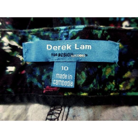 Derek Lam for Design Nation Black Multicolor Capri Pants Nightshade Cotton Sz 10 - Picture 6 of 9